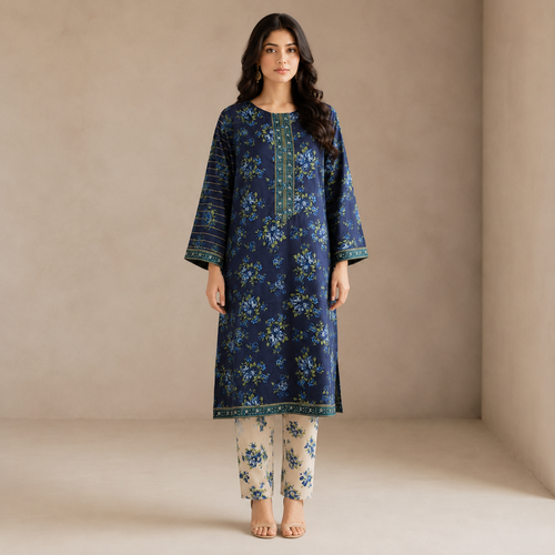Azure Bloom — Signature Printed Lawn 3-Piece