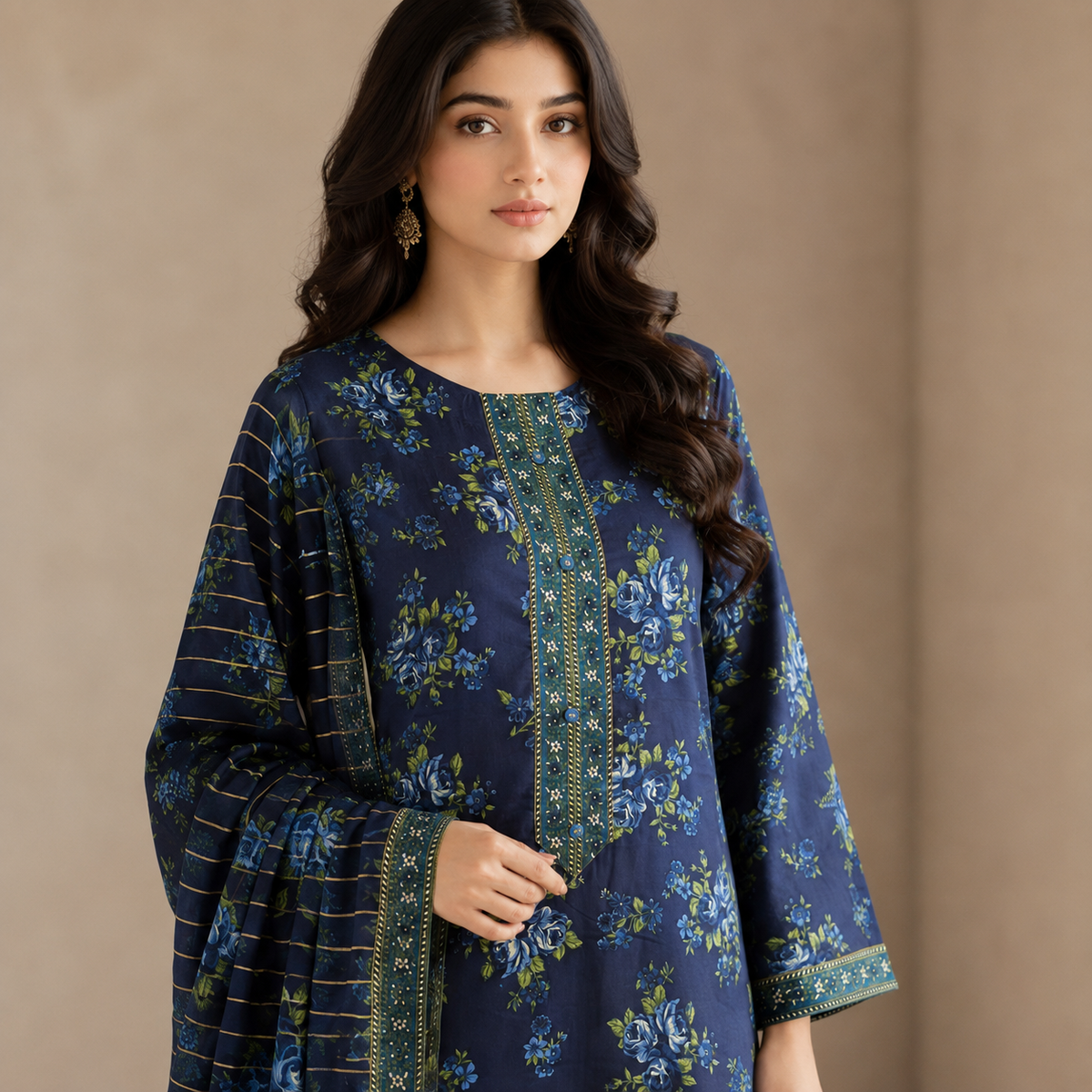 Azure Bloom — Signature Printed Lawn 3-Piece