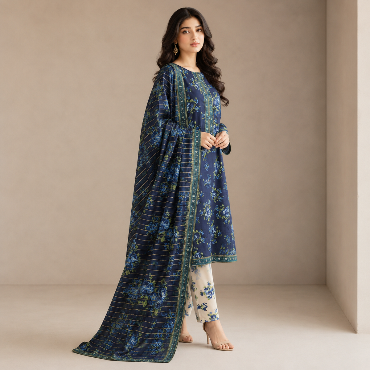 Azure Bloom — Signature Printed Lawn 3-Piece