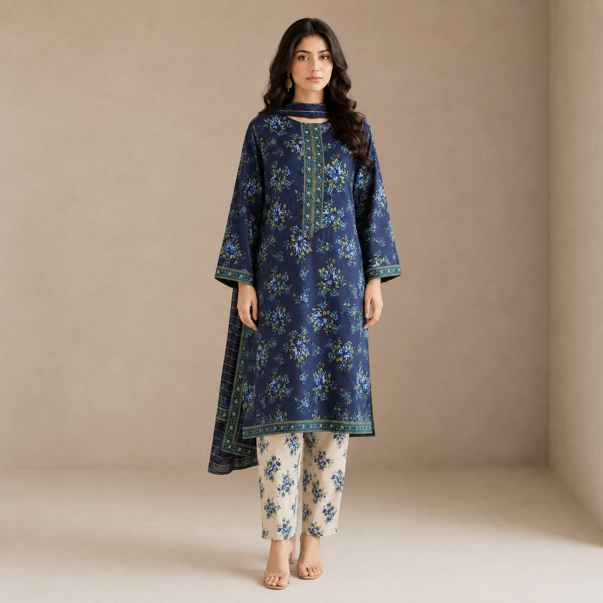 Azure Bloom — Signature Printed Lawn 3-Piece
