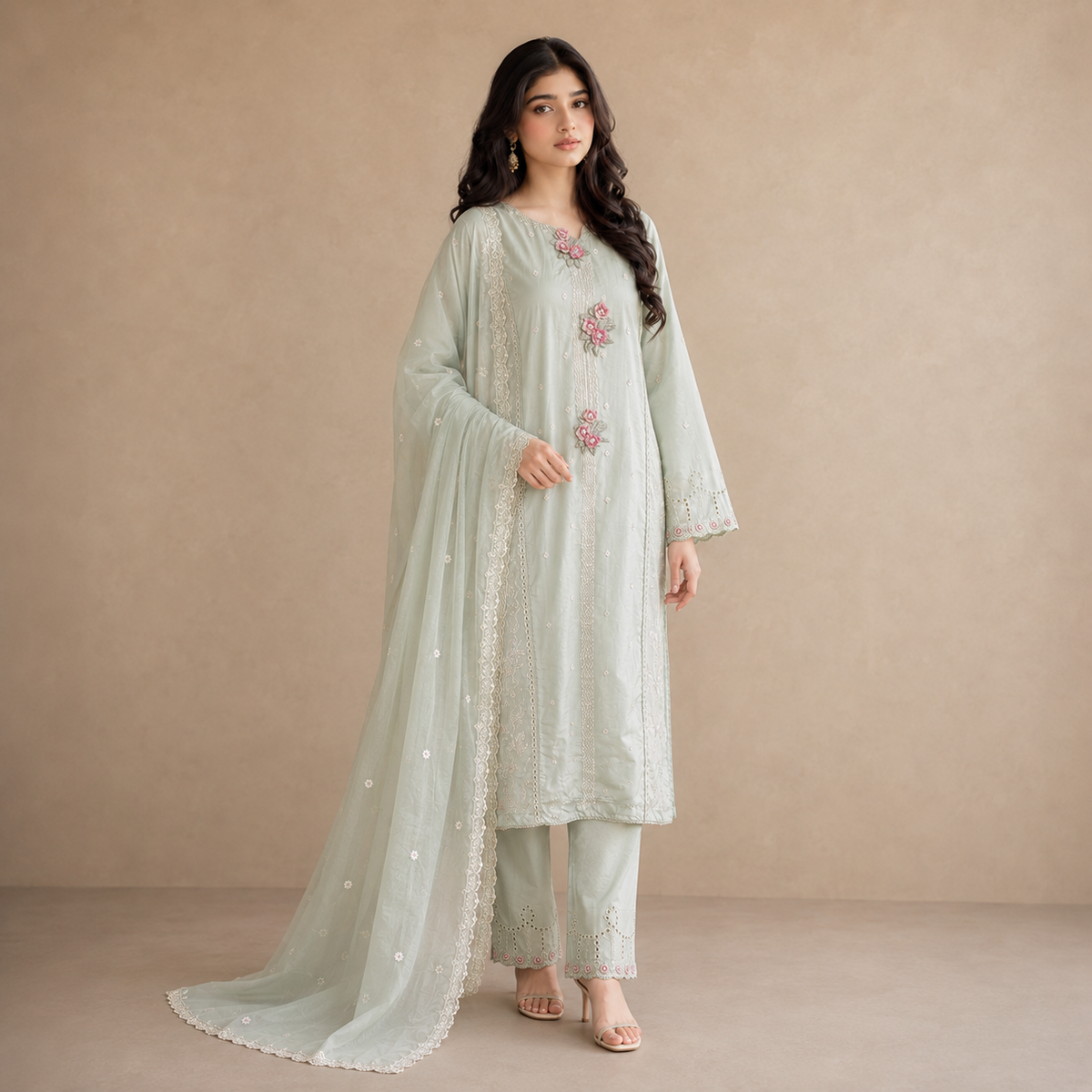 Meher-e-Sabz — Signature Thread Embroidered Cotton 3-Piece