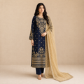 Zarqash-e-Neel — Luxury Zari & Thread Embroidered Cotton 3-Piece