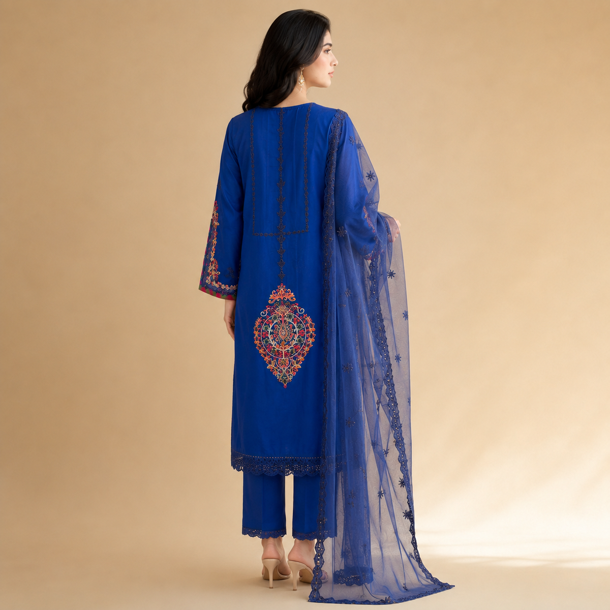 Neel Afsana — Signature Embroidered Cotton Party Wear 3-Piece