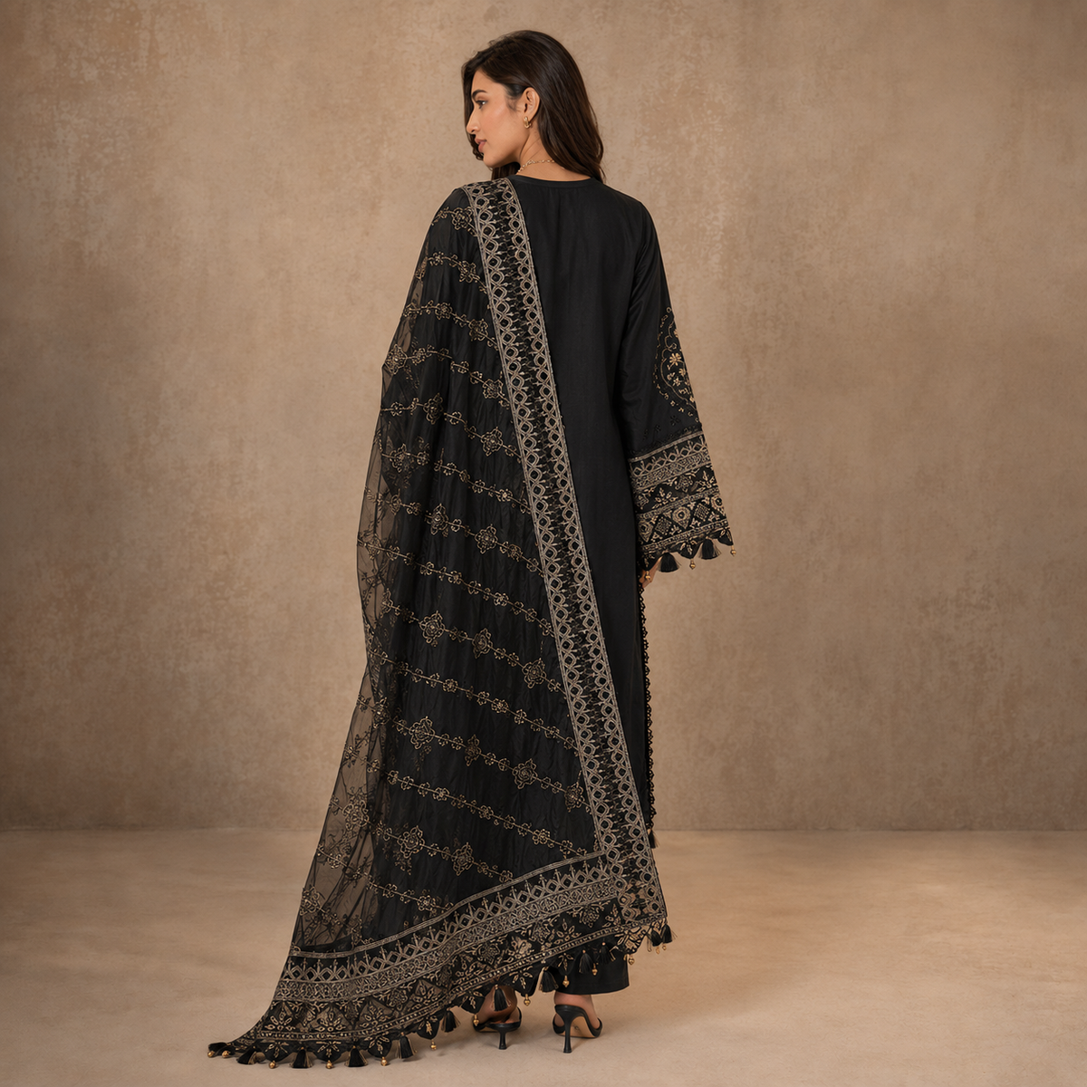 Siyah Zareen — Chikankari Embroidered Cotton Party Wear 3-Piece