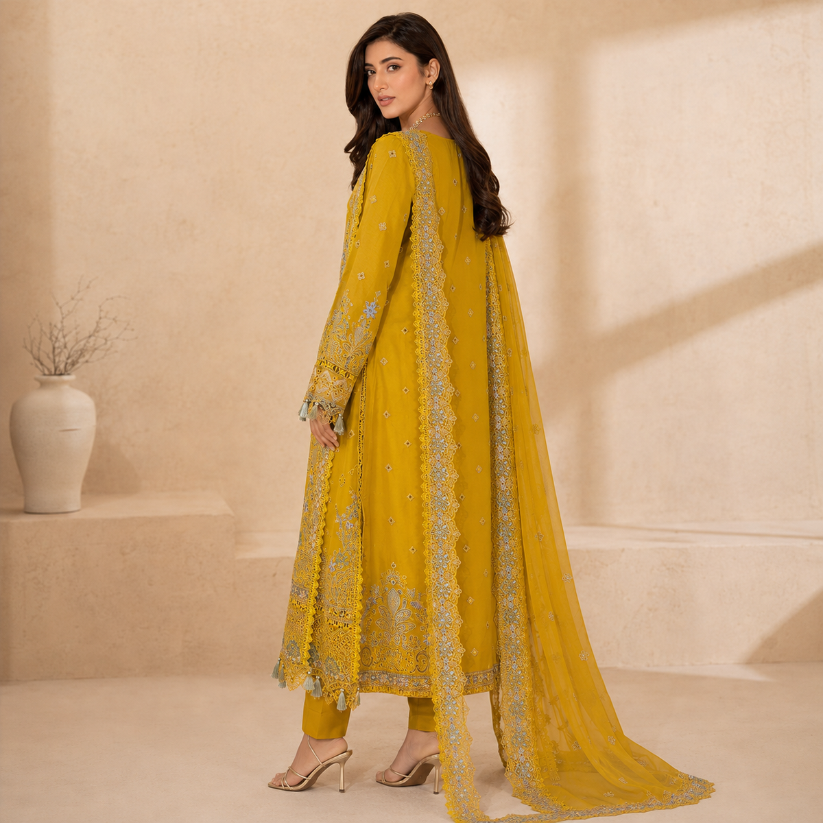 Amber Mehr — Chikankari Embroidered Cotton Party Wear 3-Piece
