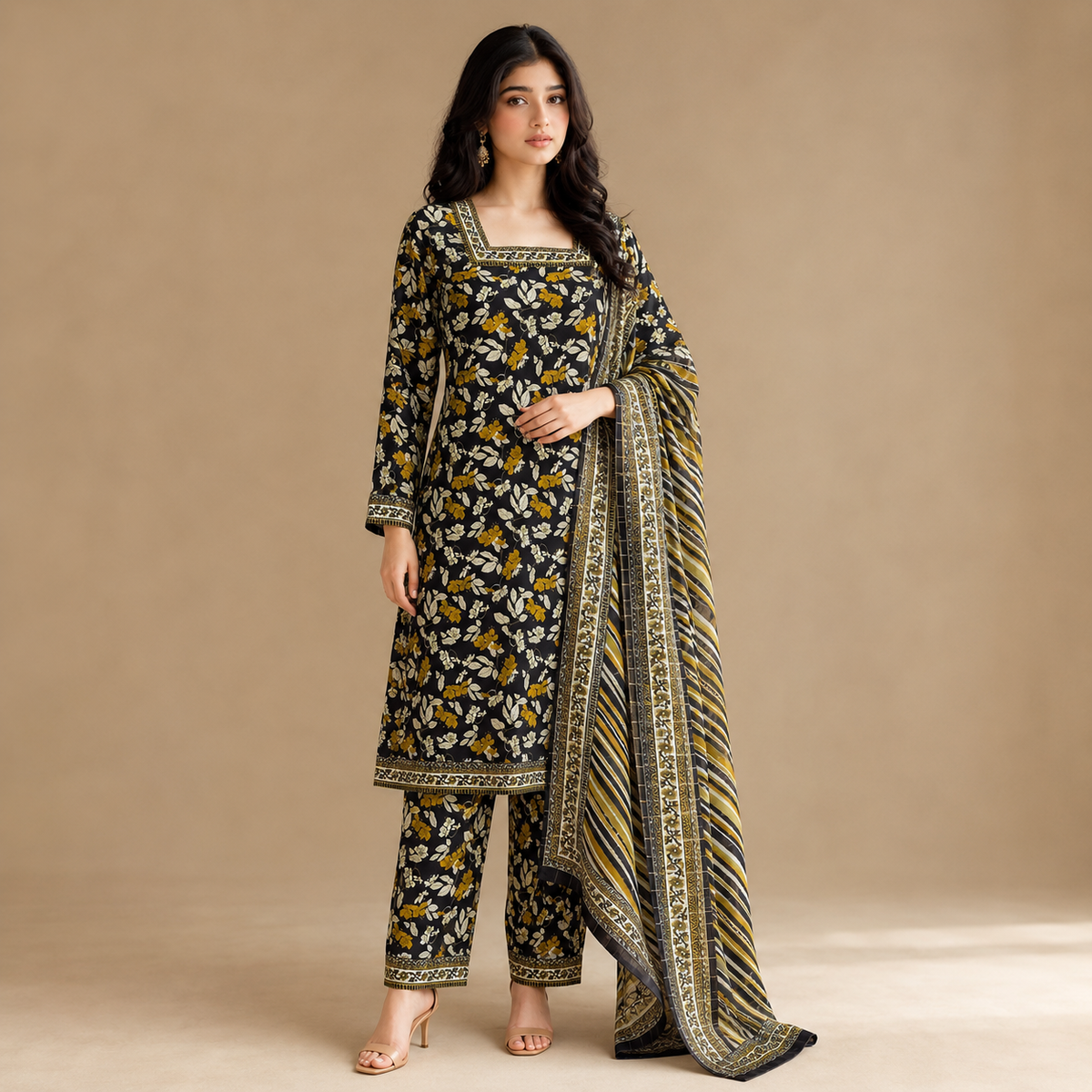 Marigold Noir — Signature Printed Lawn 3-Piece