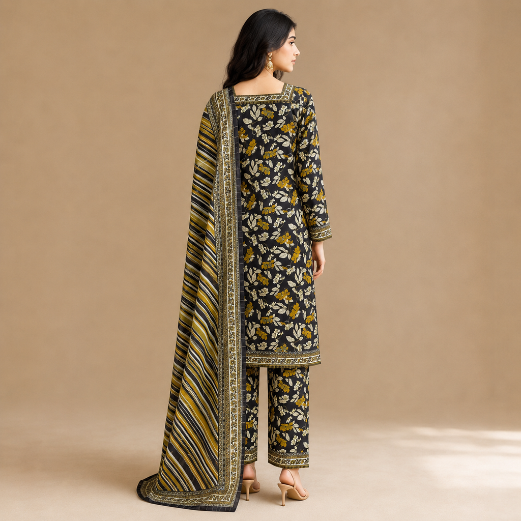 Marigold Noir — Signature Printed Lawn 3-Piece