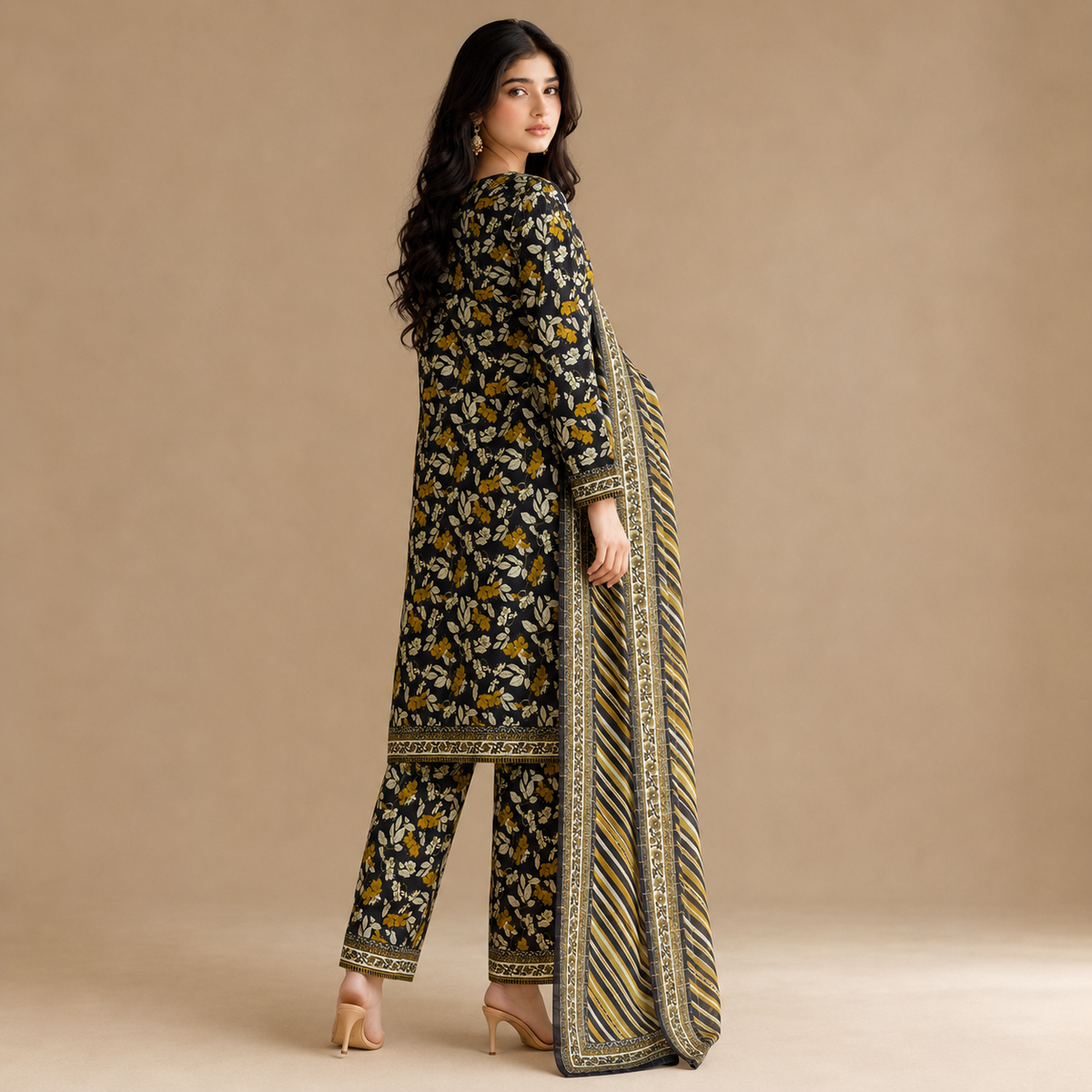 Marigold Noir — Signature Printed Lawn 3-Piece