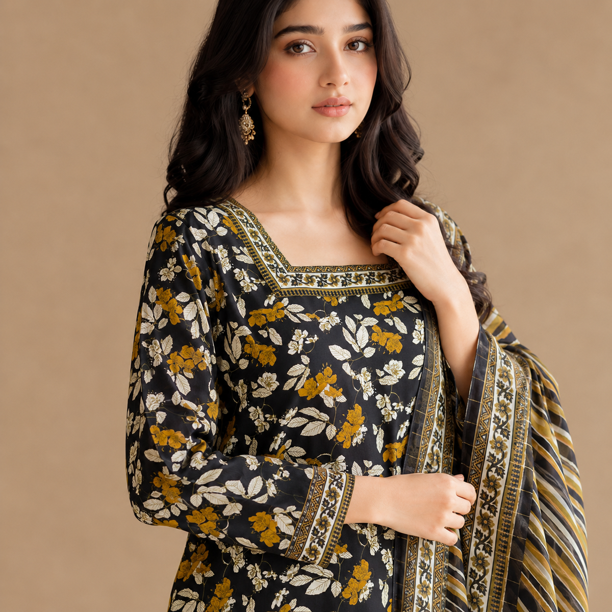 Marigold Noir — Signature Printed Lawn 3-Piece