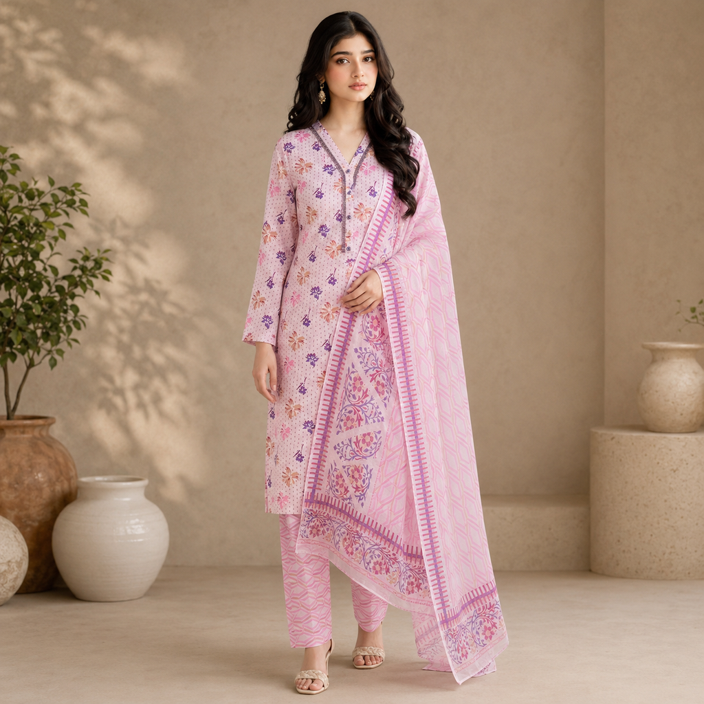 Rosé Garden — Signature Printed Lawn 3-Piece