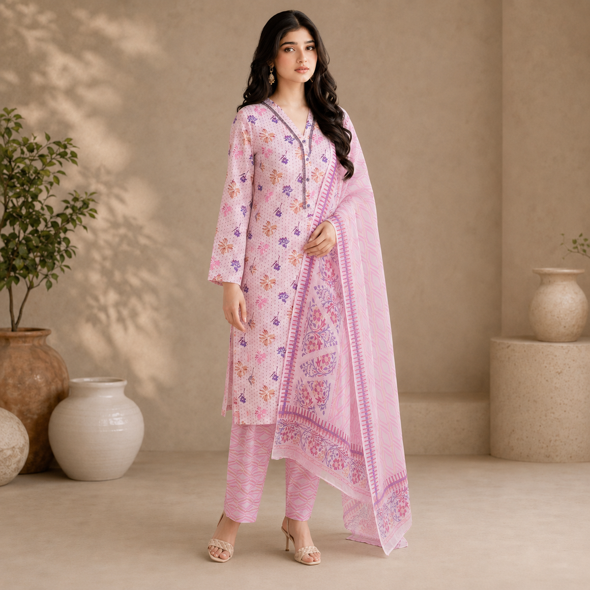 Rosé Garden — Signature Printed Lawn 3-Piece