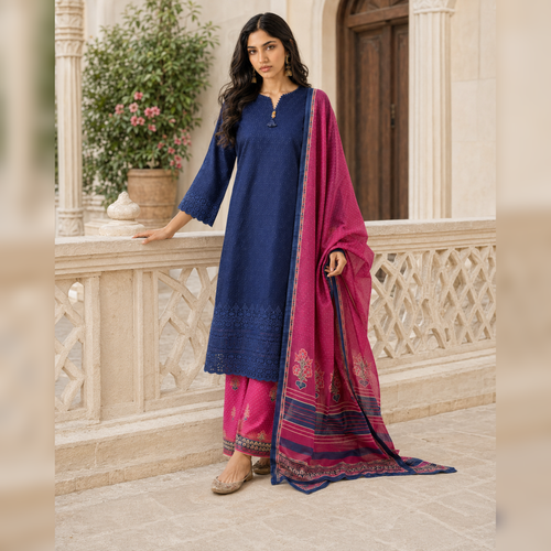 Indigo Gul – Navy Chikankari Lawn 3-Piece Suit