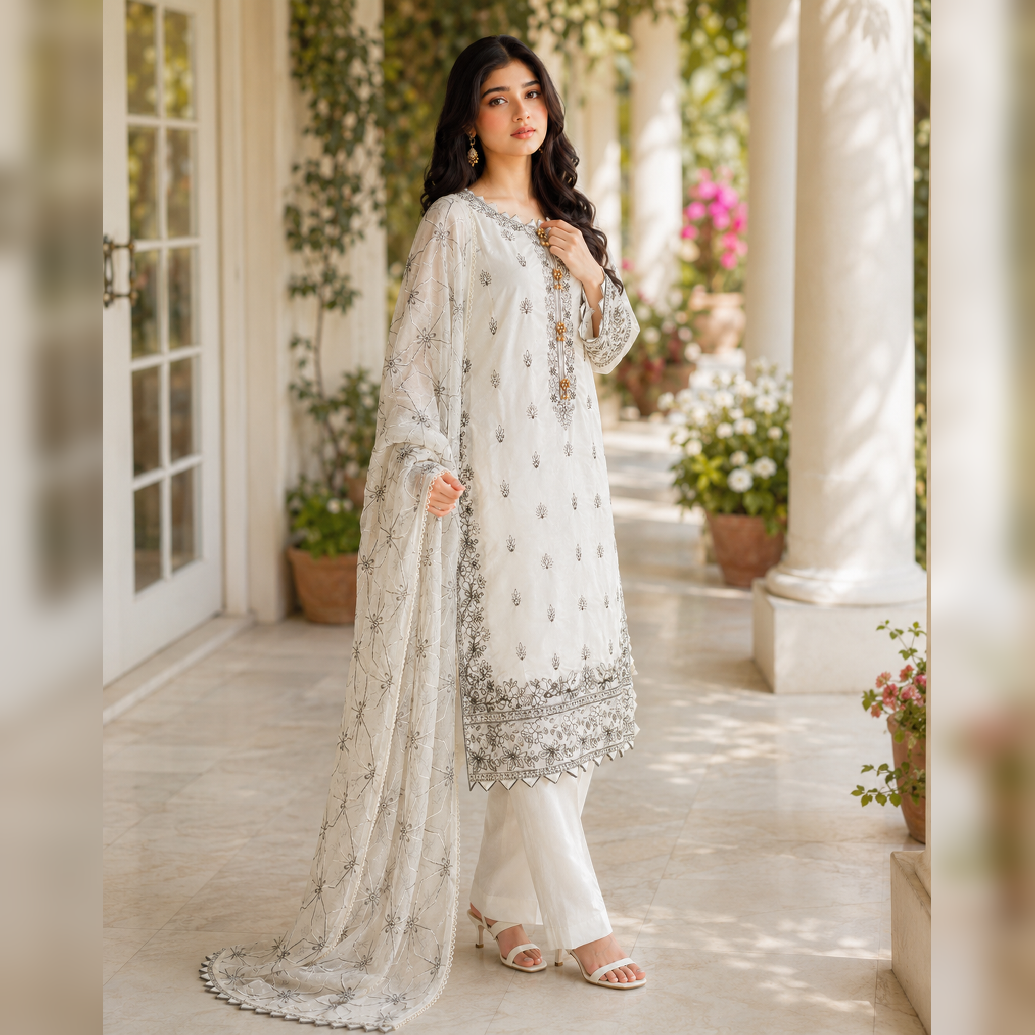 Zar-e-Noor Cotton Embroidered Party Wear Suit – 3 Piece